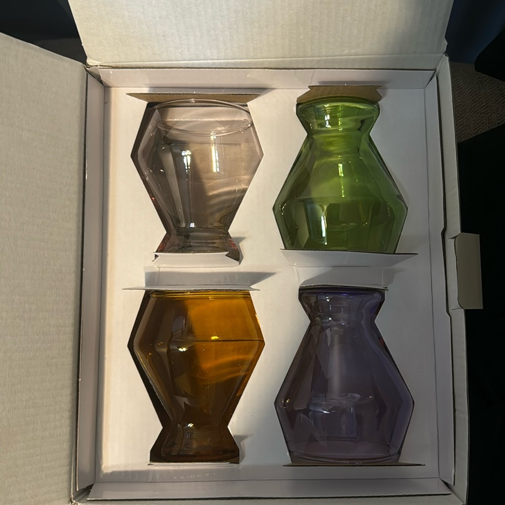 Set of 4 colored glassware set